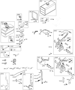 Controls, Springs, Fuel Tank, Hoses Diagram and Parts List for 196422-0022-XX  Briggs and Stratton Engine